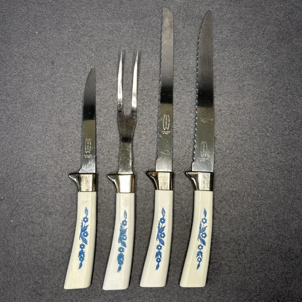 Vintage Lifetime Cutlery 4-Piece Knife Set Sheffield England Cornflower Pattern‎